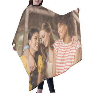 Personality  Smiling Young Women  Hair Cutting Cape