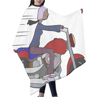 Personality  Woman Riding Motorcycle Hair Cutting Cape