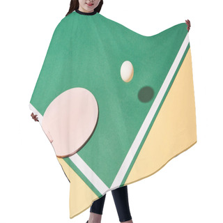 Personality  Table Tennis Racket And Ball On Green And Yellow Surface  Hair Cutting Cape