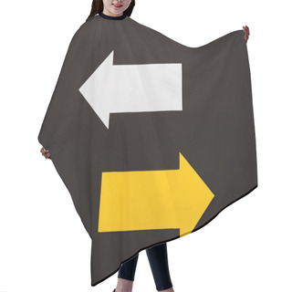Personality  Top View Of Directional Arrows Showing Left And Right Isolated On Black  Hair Cutting Cape