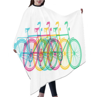 Personality  Retro Bike Concept Silhouette Bicycle Colorful Hair Cutting Cape