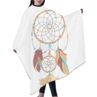 Personality  Magical Dreamcatcher With Sacred Feathers To Catch Dreams Pictogram Icon Hair Cutting Cape