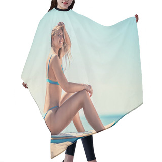 Personality  Beautiful Young Surfer Girls On The Beach. Summer Outdoor Lifestyle Hair Cutting Cape