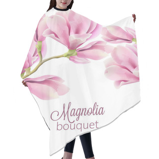Personality  Watercolor Greeting Card With Spring Bouquet Of Magnolia Flowers Hair Cutting Cape