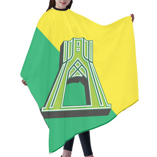 Personality  Azadi Green And Yellow Modern 3d Vector Icon Logo Hair Cutting Cape