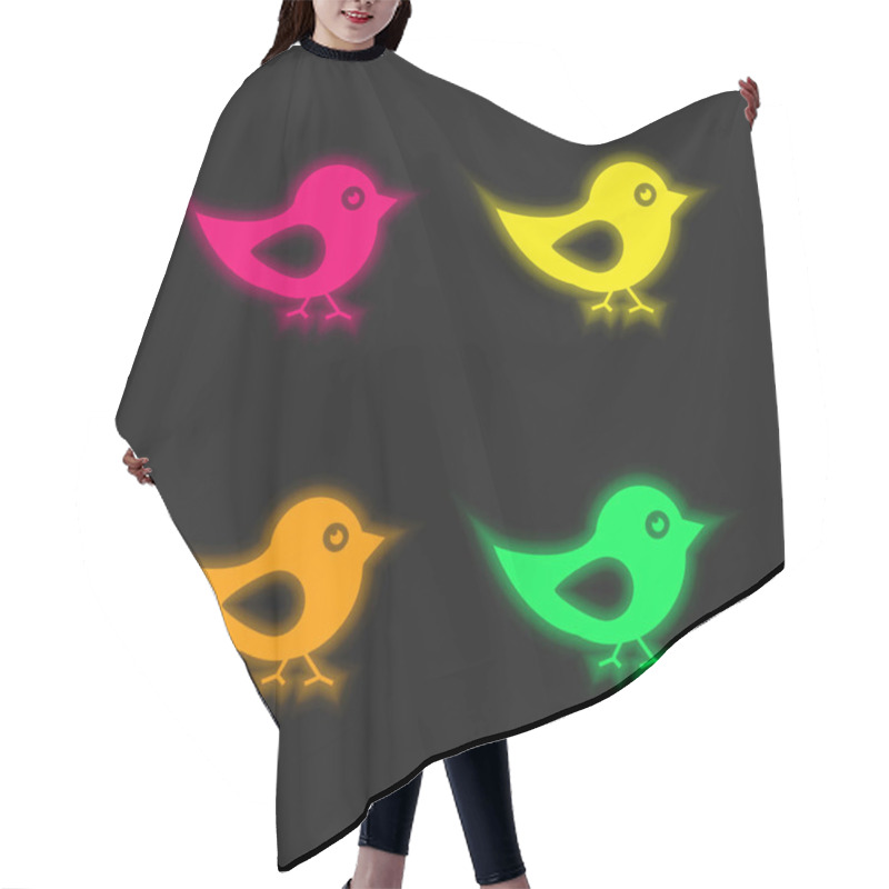 Personality  Bird Of Black And White Feathers Four Color Glowing Neon Vector Icon Hair Cutting Cape