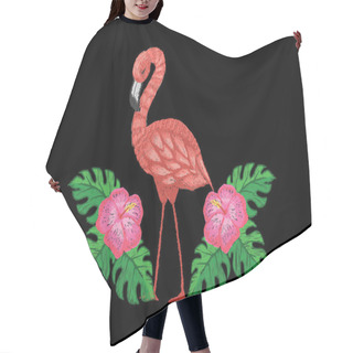 Personality  Flamingo With Tropical Flowers And Leaf  Hair Cutting Cape