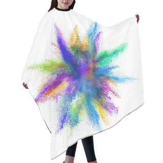 Personality  Explosion Of Colored Powder On White Background Hair Cutting Cape