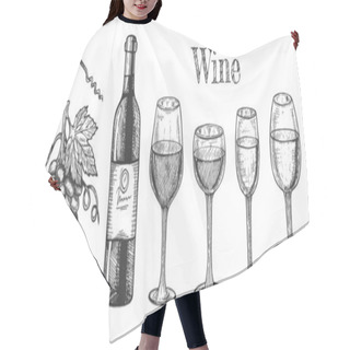 Personality  Wine Glasses, Bottle, Grape Branch Set Hair Cutting Cape