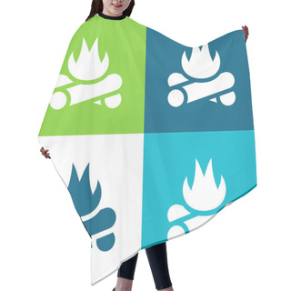Personality  Bonfire Flat Four Color Minimal Icon Set Hair Cutting Cape