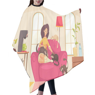 Personality  Lonely Woman Illustration Hair Cutting Cape