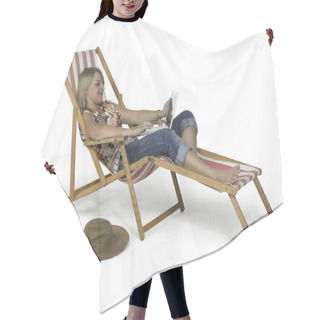 Personality  Computing Girl In Canvas Chair Hair Cutting Cape