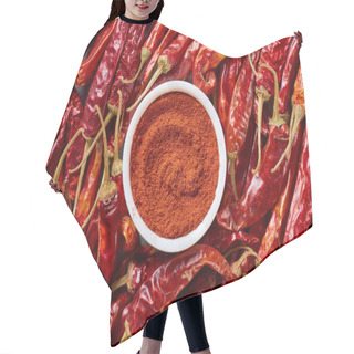 Personality  Top View Of Arranged Grinded And Wholesome Chili Peppers Hair Cutting Cape