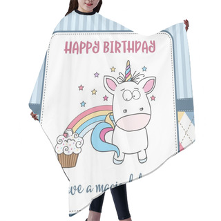 Personality  Happy Birthday Card  With Lovely Baby Unicorn Hair Cutting Cape