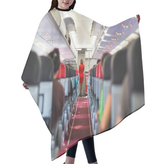 Personality  Stewardess On The Airplane. Hair Cutting Cape