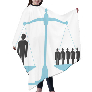 Personality  Balanced Scale With A Single Man And A Group Hair Cutting Cape