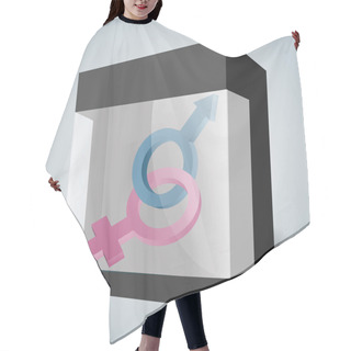 Personality  Male And Female Sign In Box. Hair Cutting Cape