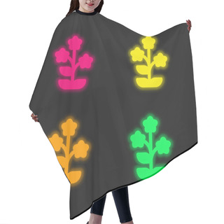 Personality  Alpine Forget Me Not Four Color Glowing Neon Vector Icon Hair Cutting Cape