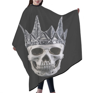 Personality  Human Skull With Crown Isolated On Black Background Hair Cutting Cape