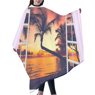 Personality  Open Window With Sea Sunset View Hair Cutting Cape