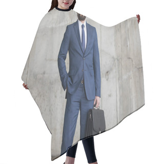 Personality  Confident Businessman With Briefcase Hair Cutting Cape