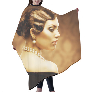 Personality  Classical Retro Style Portrait. Romantic Beauty Hair Cutting Cape