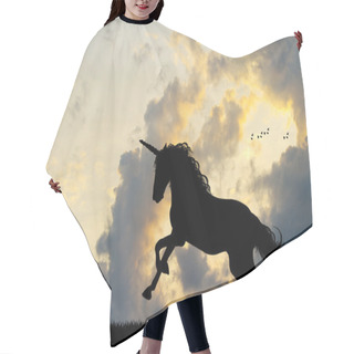 Personality  Unicorn Silhouette At Sunset Hair Cutting Cape
