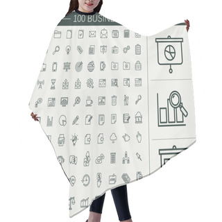 Personality  100 Business Line Icons Set  Hair Cutting Cape