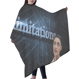 Personality  Word Limitations And Smiling Businesswoman Hair Cutting Cape