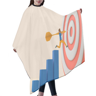 Personality  Male Character Throwing Dart Into A Target. Business Goals Concept. 3D Rendering. Hair Cutting Cape