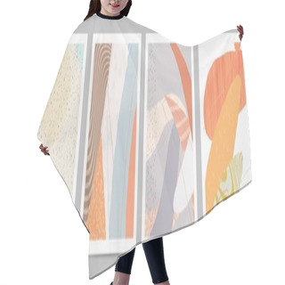 Personality  Abstract Square Template With Lines And Overlapping Paint Blobs. Contemporary Simple Composition. Modern Art Design. Natural Color Textured With Spots And Lines. Matte Colors. Hair Cutting Cape