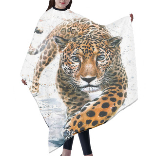 Personality  Watercolor, Leopard, Jaguar, Nature, Big Cat, Print, Animal, Drawing, Isolated, Fashion, Design, Wild, Wildlife Hair Cutting Cape