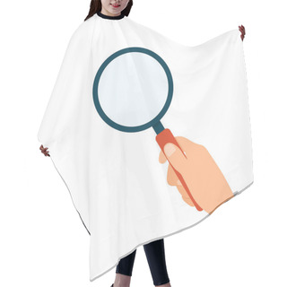 Personality  Hand Holding Magnifying Glass Isolated. Magnify Lens In Hand. Vector EPS10. Hair Cutting Cape