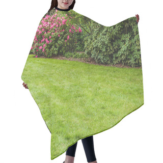 Personality  Green Lawn And Shrubs In A Garden Hair Cutting Cape