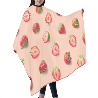 Personality  Colorful Pattern Of Strawberries On Pink Background. Top View Hair Cutting Cape