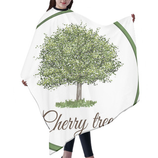 Personality  Cherry Tree As Vector Drawn With Single Leaves Hair Cutting Cape