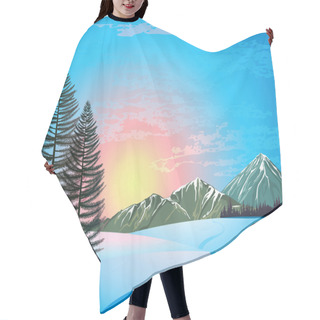 Personality  Sunset Winter Landscape Hair Cutting Cape