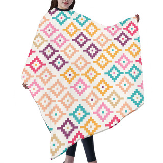 Personality  Colorful Tribal Seamless Pattern Pixelated Hair Cutting Cape