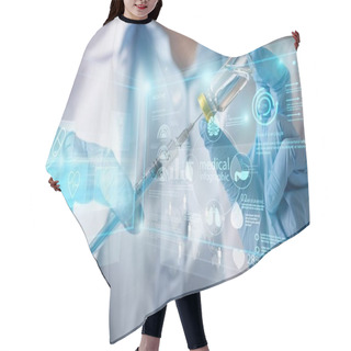 Personality  Human Hands With Injection Syringe And Medicine Hair Cutting Cape