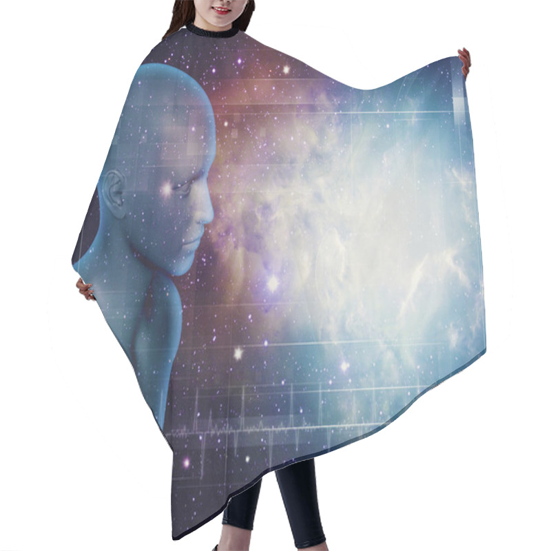 Personality  Science Backgrounds With 3D Human Figure Hair Cutting Cape