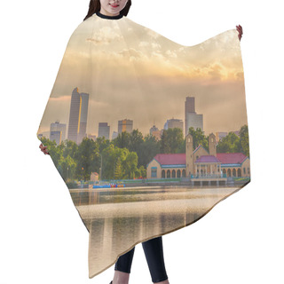 Personality  Denver Skyline At Sunset Over Ferril Lake In City Park Hair Cutting Cape