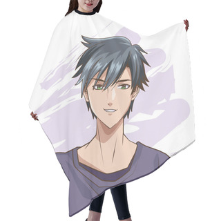 Personality  Young Man Anime Style Character Hair Cutting Cape