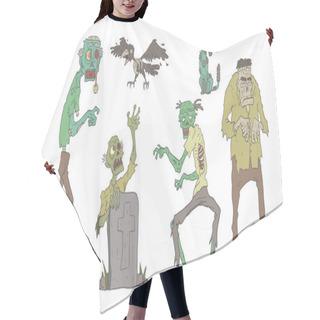 Personality  Walking Decaying Zombies Set, Undead People And Animals, Zombie Apocalypse Vector Illustration Hair Cutting Cape