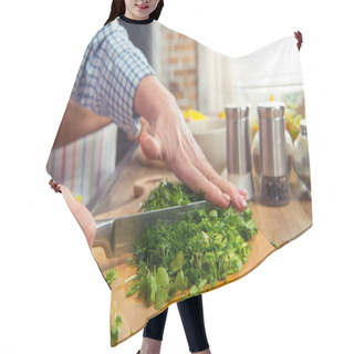 Personality  Woman Cutting Salad Greens Hair Cutting Cape