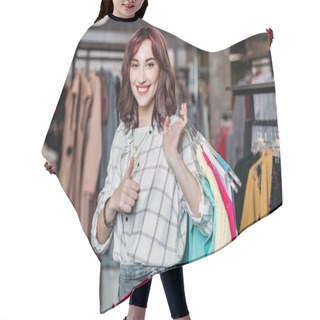 Personality  Hipster Girl In Boutique Hair Cutting Cape