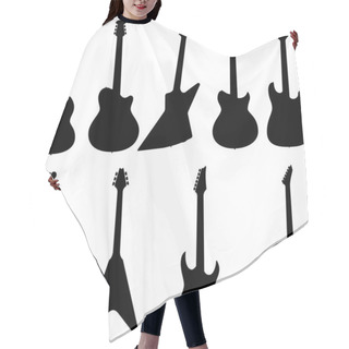 Personality  Set Of Electric Guitar Silhouette Hair Cutting Cape
