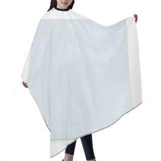 Personality  Top View Of Empty Blue Paper On White Background Hair Cutting Cape