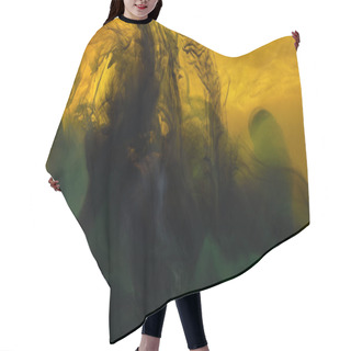 Personality  Full Frame Image Of Mixing Of Yellow, Green And Black Paints Splashes  In Water Hair Cutting Cape