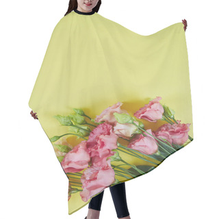 Personality  Pink Eustoma Flowers On Yellow Surface Hair Cutting Cape