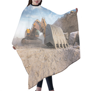 Personality  Large Excavator In An Excavation In Summer Hair Cutting Cape